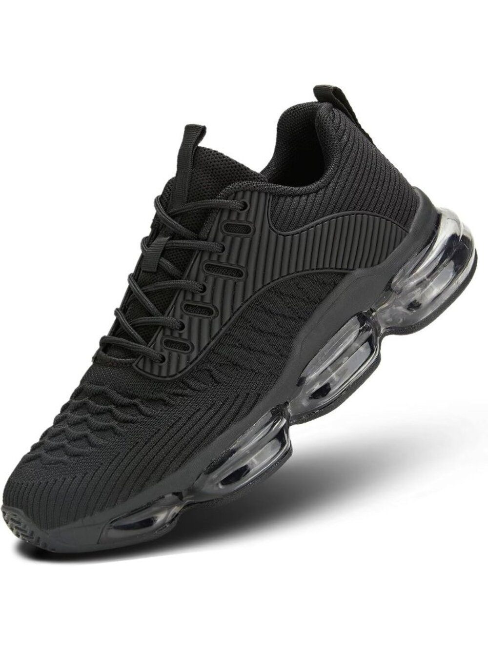 Women's Black Casual Running Shoes Air Cushion Breathable Tennis Fashion Sneaker